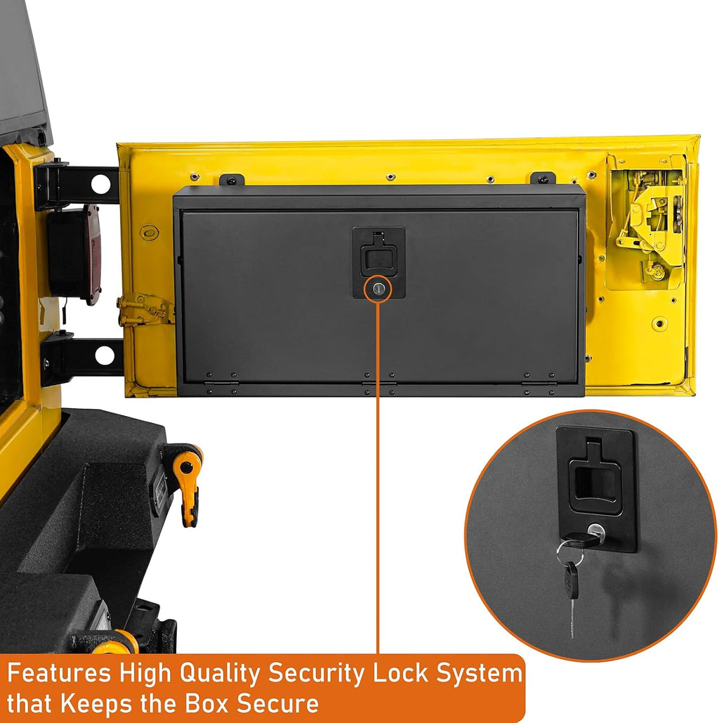 Hooke Road Wrangler TJ Tailgate Storage Lock Box Table Organizer for Jeep Wrangler TJ 1997 1998 1999 2000 2001 2002 2003 2004 2005 2006