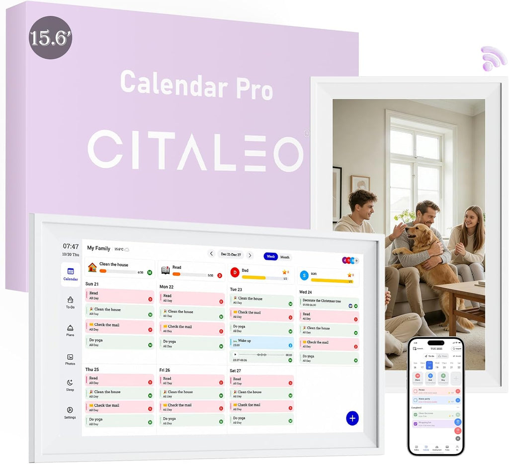 Digital Calendar Wall Touch Screen, No subscription fees,15.6 Inch | Smart Electronic Calendar with WiFi, Chore Chart, Meal Planner, Voice Record, AI Photo Repair, Wall/Desk Mount, Gift for Mom