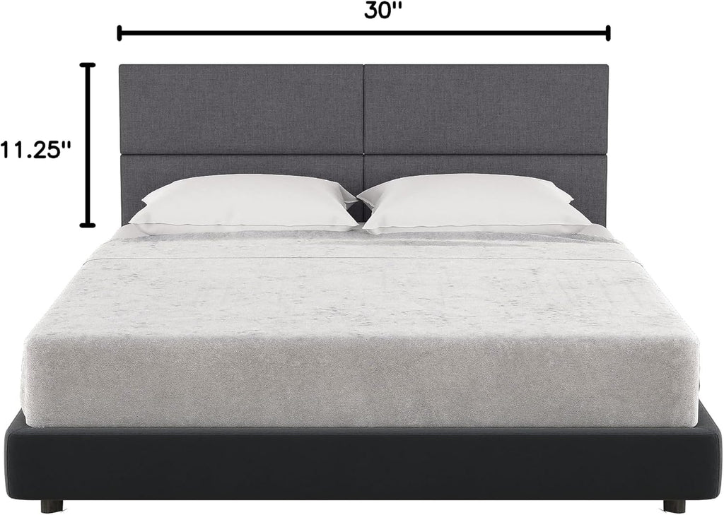 Jaxx Panelist Modern Padded Headboard – Set of 4 Wall Mounted Panels (Each 11.25' x 30') - Queen, Charcoal Microvelvet