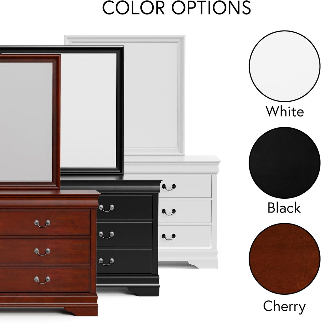 Furniture of America Arabella Traditional Wooden 6 Drawer Dresser with Mirror, Vintage Bedroom Set, Accent Vanity Dressing Table with Antique Nickle Handles for Dressing Room, Walk-in Closet, Cherry