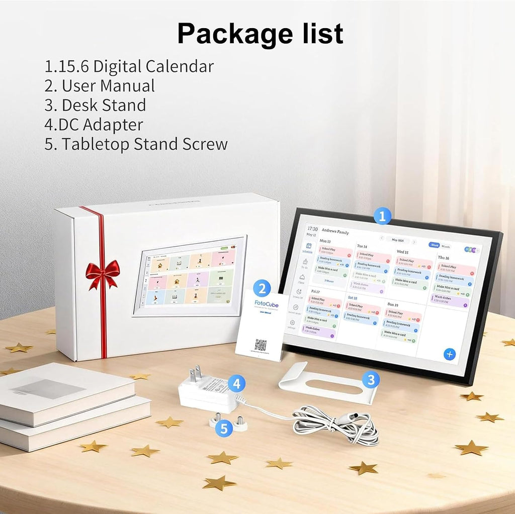 Digital Calendar Wall Touch Screen 15.6' HD Smart Family Planner | Whole-Family Schedule Sync, Chore Rewards & Meal Planning, Zero Subscription Fees, Photo Frame
