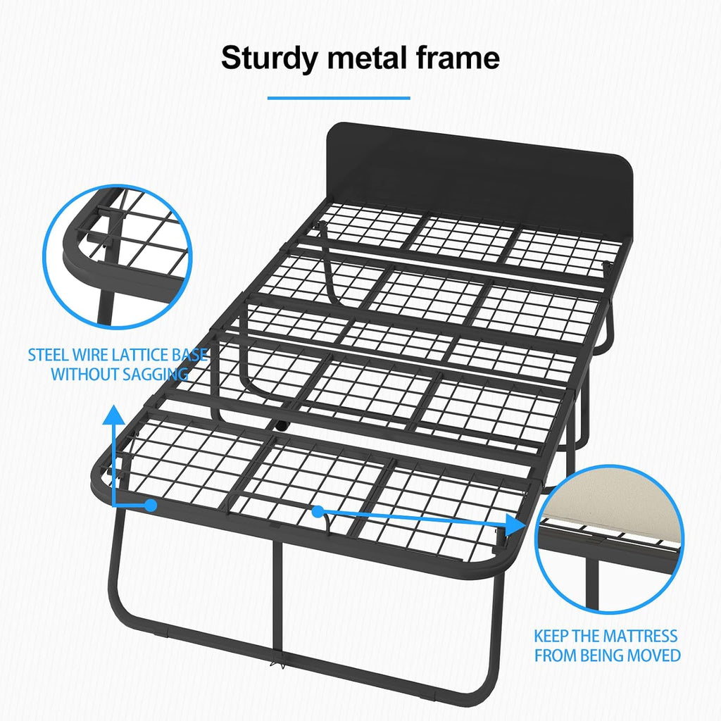 PUREMIND Folding Bed with 5' Mattress for Adults, 75' x 38' Rollaway Bed with Dustproof Bag & Metal Frame, Extra Foldable Beds for Guest, Fold Up Beds for Space-Saving
