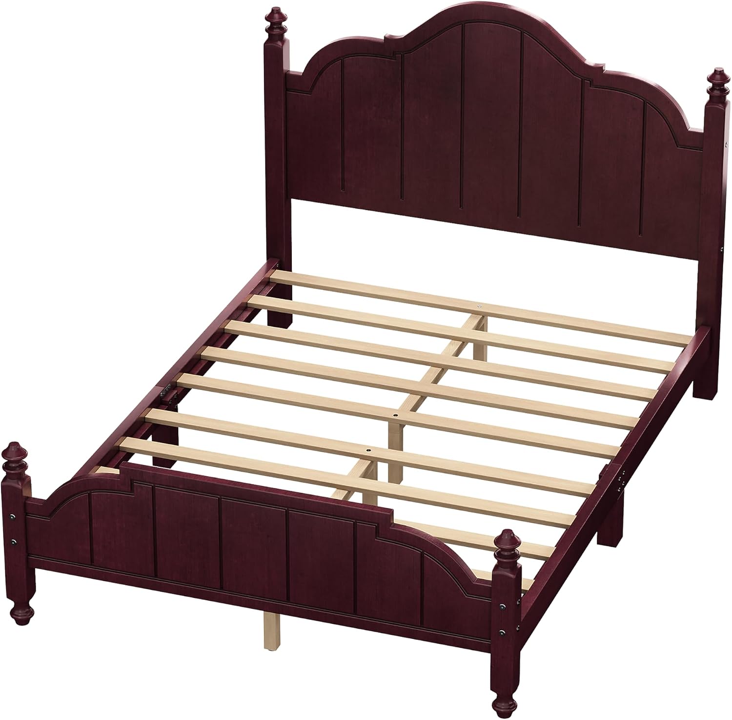 JIVOIT Vintage Wooden Bed Frame, Full Size Platform Bed with Wide Headboard, Wood Slats Support, No Spring Box Needed, Easy Assembly (Espresso-Full,2)