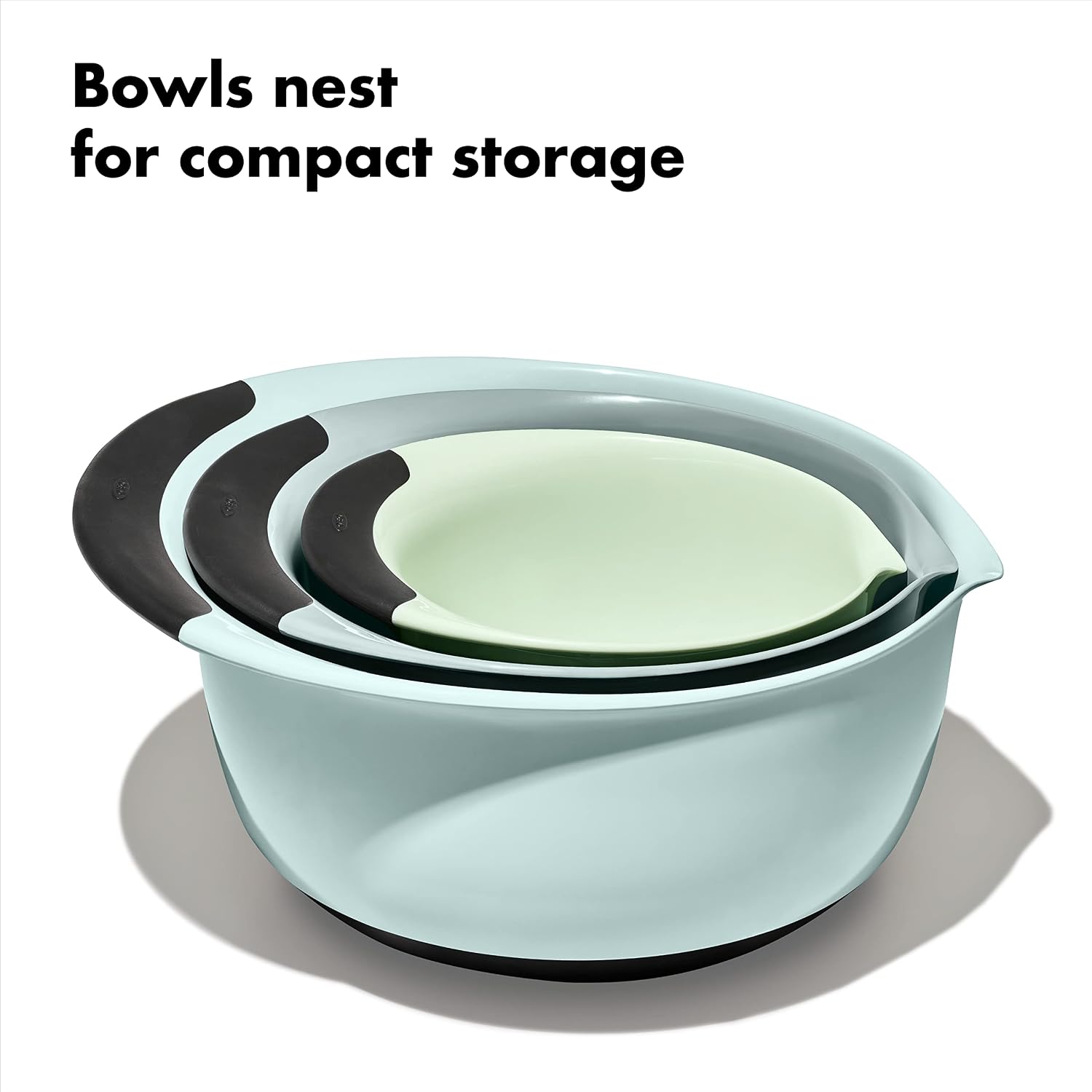 OXO Good Grips 3-Piece Plastic Mixing Bowl Set - Cadet Blue,Tower Gray,Jade,Small,Medium,Large,(Pack of 4)