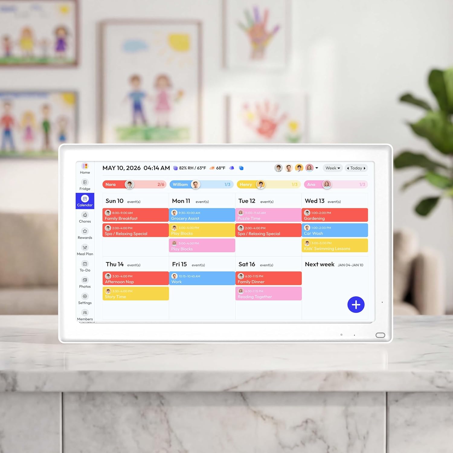 Everblog 21.5'' Digital Calendar & Chore Chart - Smart Interactive Display for Family Schedules, 1920 * 1080P Full HD Touchscreen Electronic WiFi Planner, Wall and Desk Mountable