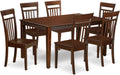 East West Furniture CAP7S-MAH-W 7 Piece Dining Room Furniture Set Consist of a Rectangle Kitchen Table and 6 Dining Chairs, 36x60 Inch, Mahogany