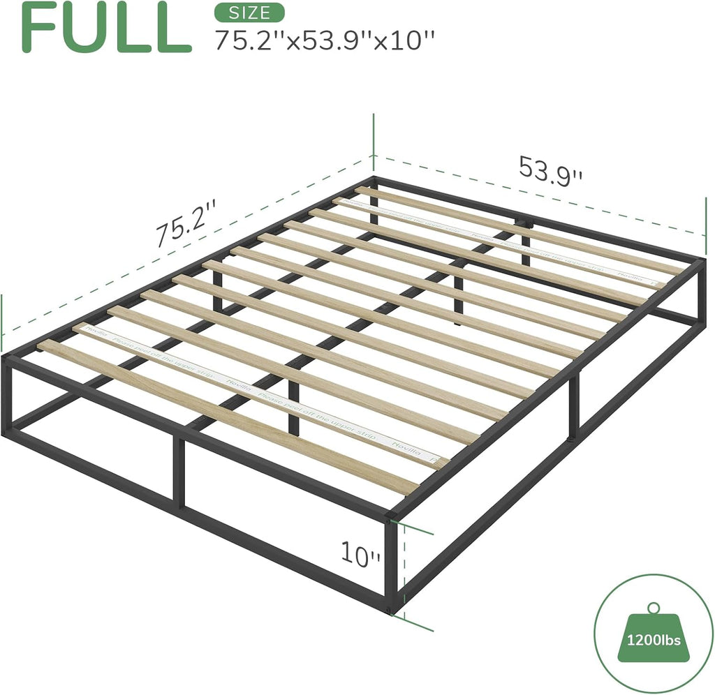Novilla Metal Platform Bed Frame, Wood Slat Support, No Box Spring Needed, Easy Assembly, Black, Full