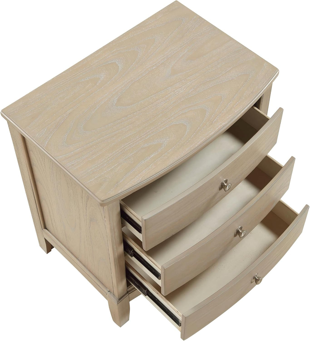 3 Pieces Bedroom Furniture Set Full Size Bed and Nightstands Tufted Headboard Beige Finish Durable