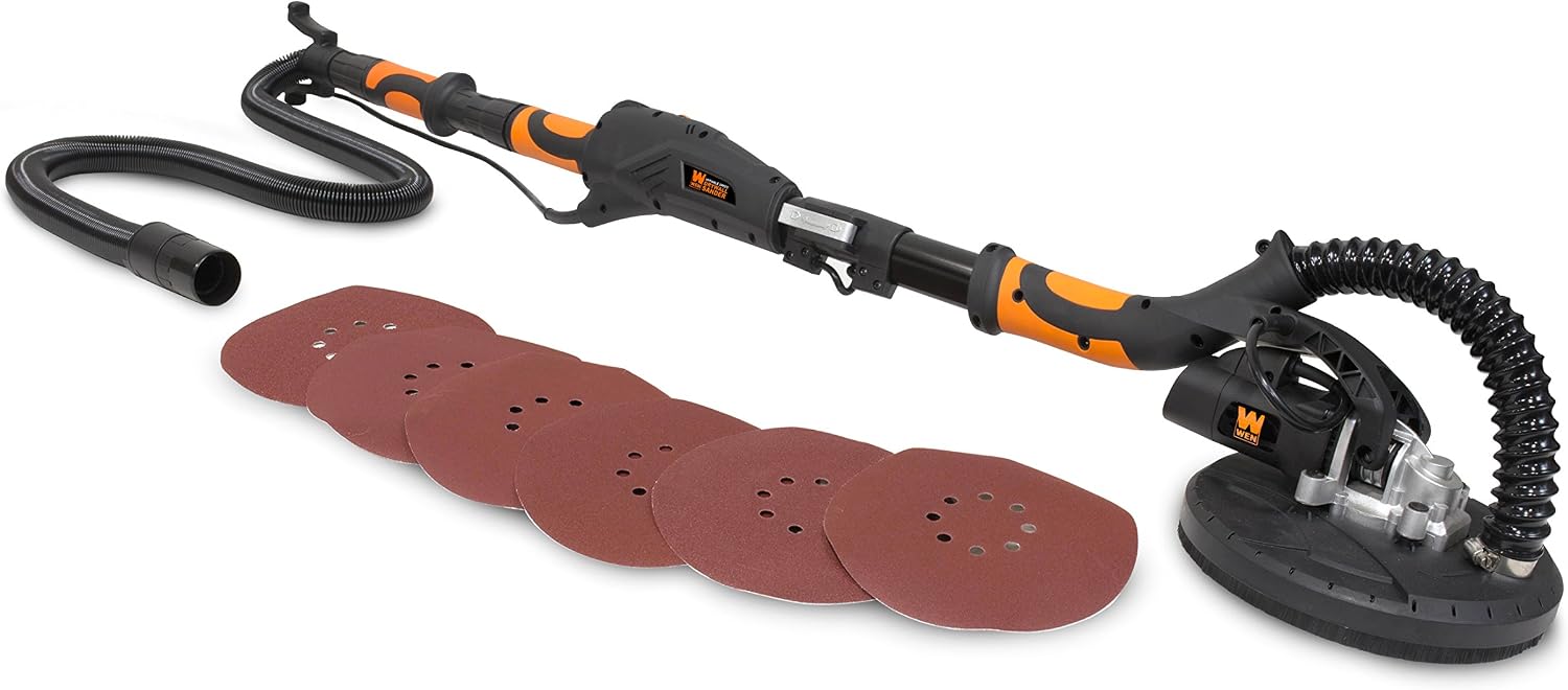 WEN 6369 Variable Speed 5 Amp Drywall Sander Bundle with 80-Grit Sandpaper