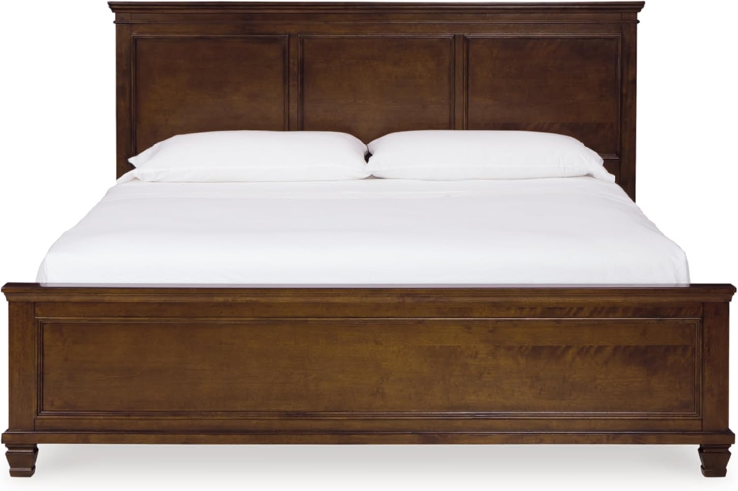 Signature Design by Ashley Danabrin Traditional King Panel Bed with Tapered Feet, Foundation or Box Spring Needed, Dark Brown