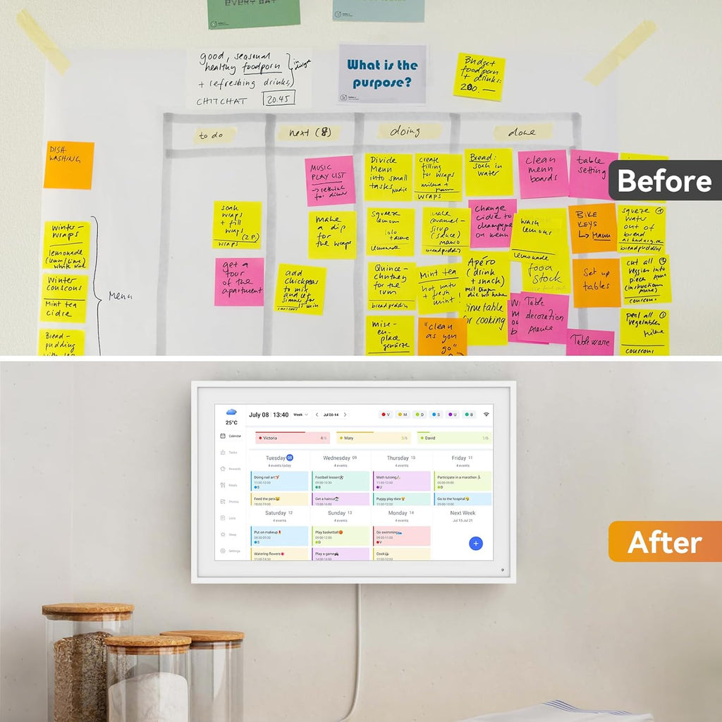 Digital Calendar, 15.6' Smart Wall Touchscreen Interactive Display for Family Schedules, Chore Charts, Achievement Rewards Multi-Phone Two-Way Sync Wall Planner Digital Photo Frame