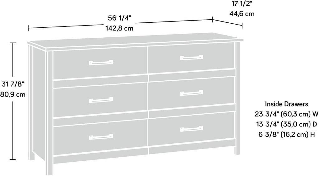 Sauder Cannery Bridge 6 Drawer Dresser Bedroom Dresser Chest of Drawers Wooden, in Sindoori Mango