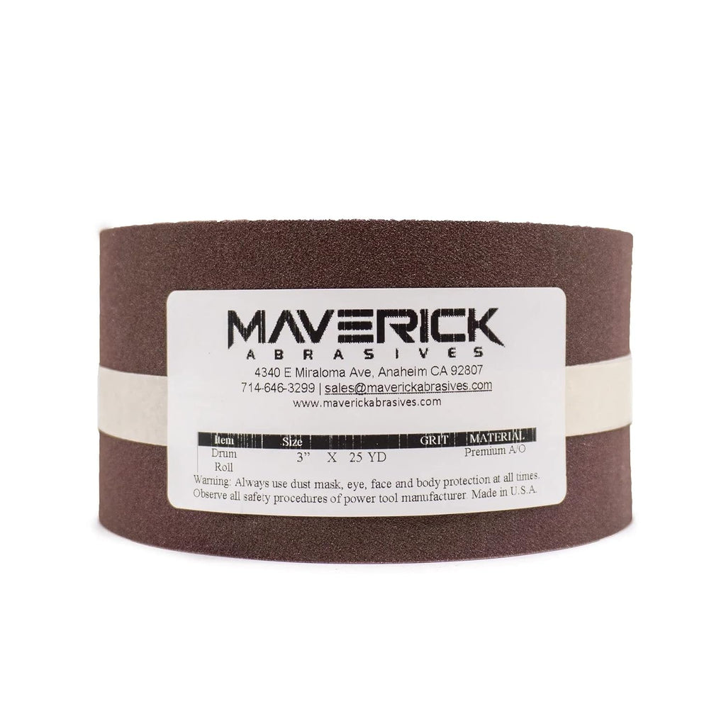 Maverick Abrasives Drum Sander Sandpaper Roll 6'' X 25 Yards Premium Aluminum Oxide Cloth Backed Made in USA (36 Grit)