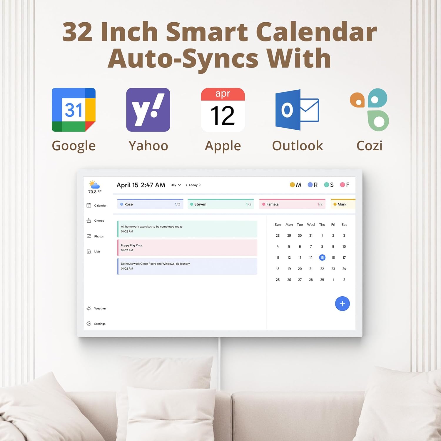 Dragon Touch 32' Digital Calendar Chore Chart – 1080P Full HD Interactive Touchscreen, Smart Family Planner, Hearth Display Digital Calendar Wall & Desk Mountable for Seamless Scheduling