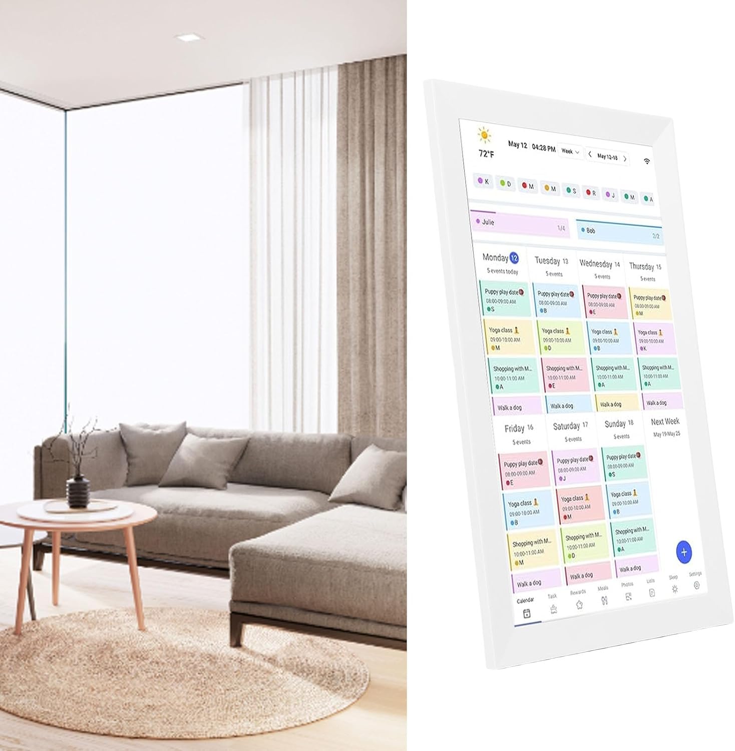 Ejoyous Digital Wall Calendar, 15.6 Inch Electronic Calendar Family Planner Screen with Touchscreen WiFi Digital Planner Touchscreen Smart Desk (US Plug)