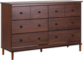 Walker Edison Modern 6-Drawer Solid Wood Dresser Bedroom Storage, 57 Inch, Walnut