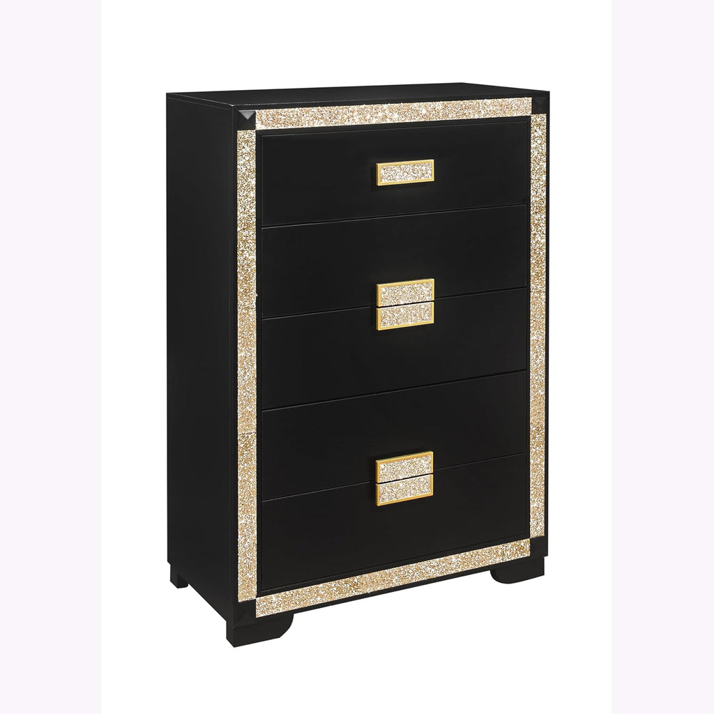 Lively Black,Gold Full Bedroom Set