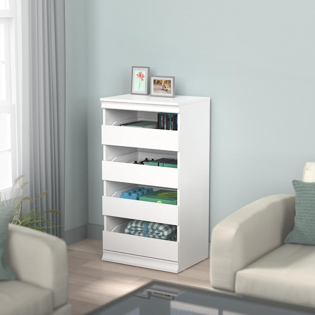 ClosetMaid Modular Storage Unit with 4 Drawers, Wood Closet Organizer, Stacking, Full Backer, Storage, Decorative Trim, White