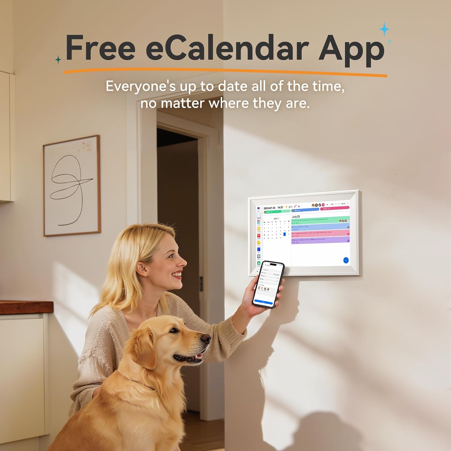 15.6-Inch Smart Digital Calendar & Chore Chart, 1080P Touchscreen Family Planner with Meal Planner & Reward System, Desk & Wall Mountable (White)