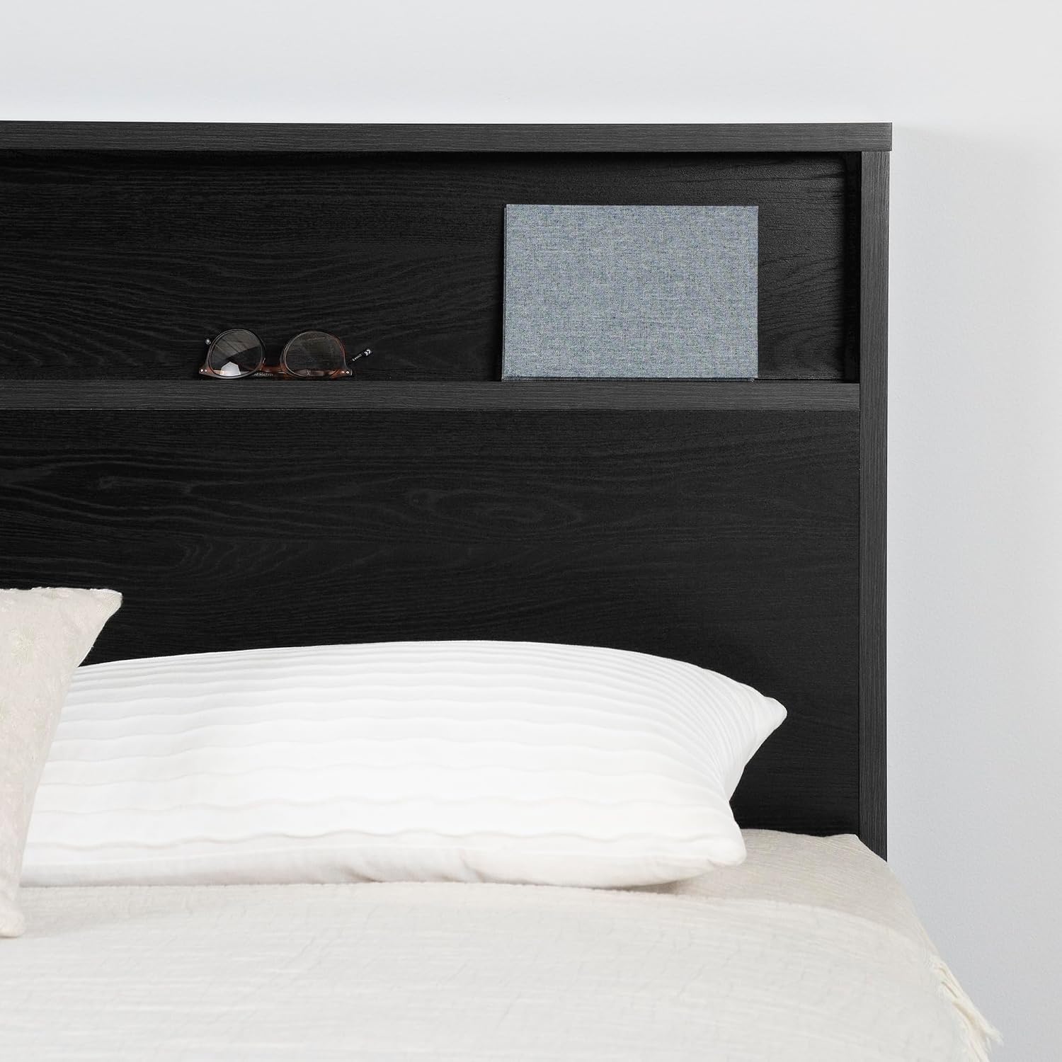 South Shore Primo Platform Bed and Headboard Set, Full/Queen, Black Oak