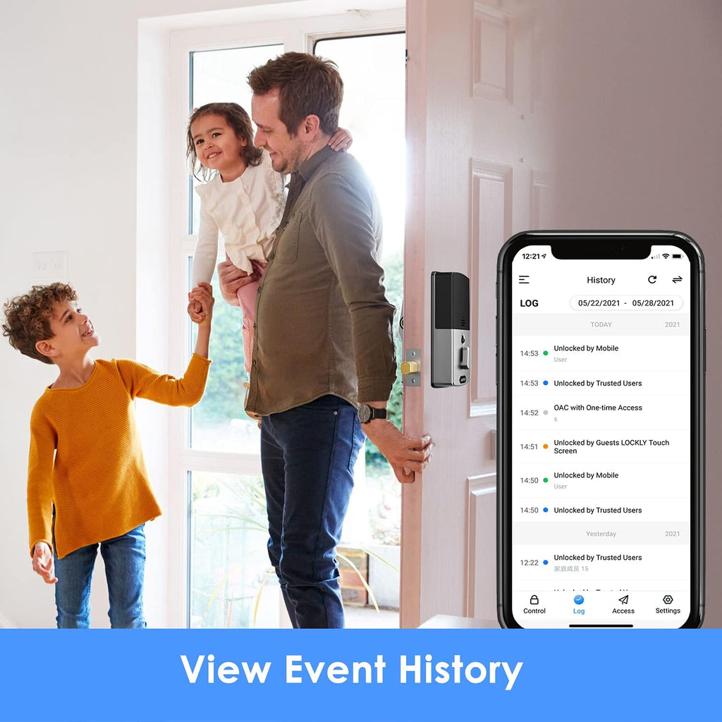 Lockly Secure Plus, Bluetooth Smart Door Lock, Keyless Entry Door Lock with Handle, PIN Genie® Keypad, 3D Biometric Fingerprint Sensor, Auto Lock