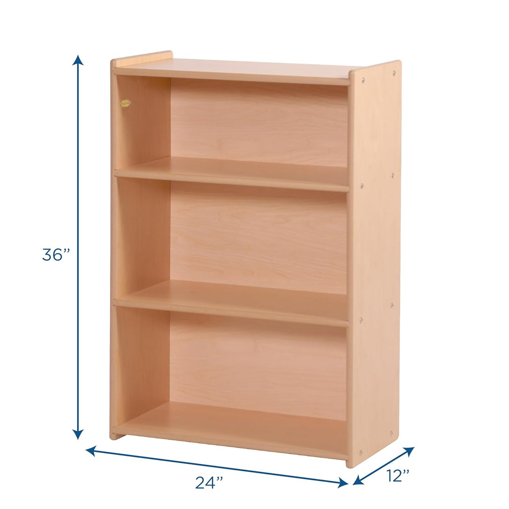Children's Factory Value Line Narrow 3-Shelf Toddler Bookshelf and Toy Organizer Shelves for Daycare, Playroom, Preschool