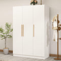 AIEGLE 3 Doors Wardrobe Armoire Closet, Large Freestanding Armoire Wardrobe Cabinet with Shelves & 2 Hanging Rod, Bedroom Wood Clothes Storage Cabinet Organizer, White Type B (47' L x 70' H)