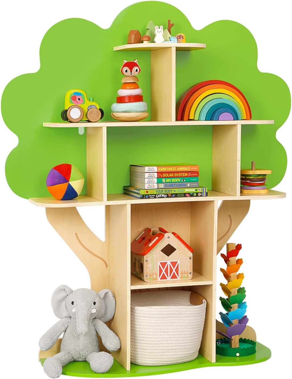 OOOK Kids Bookcase Tree Bookshelf for Kids Reading Nook, Montessori Book Shelf for Classroom, Kids Room, Playroom, Nursery