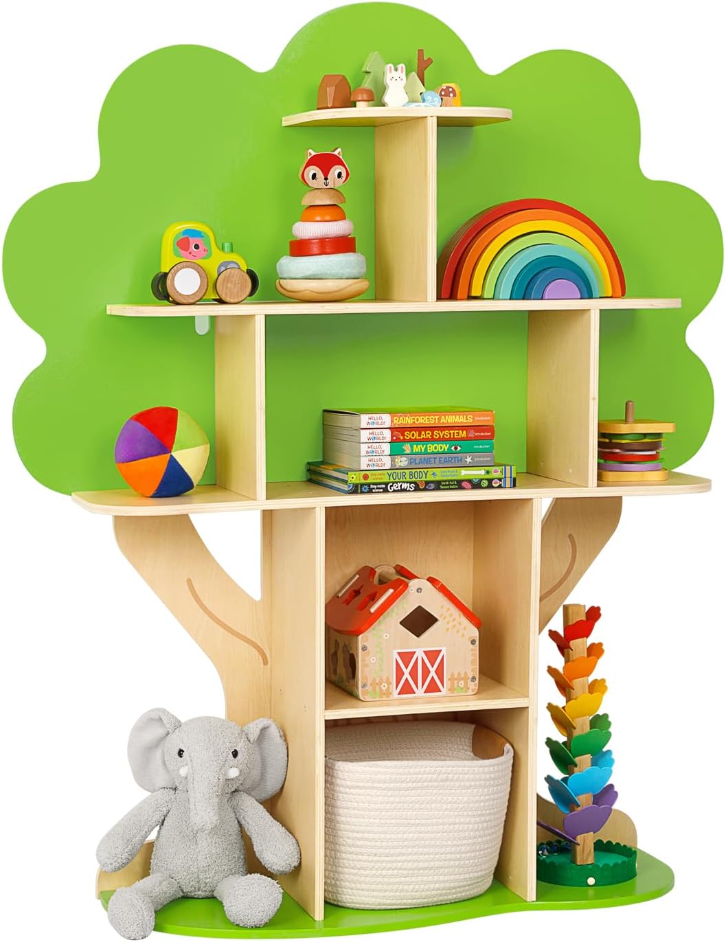 OOOK Kids Bookcase Tree Bookshelf for Kids Reading Nook, Montessori Book Shelf for Classroom, Kids Room, Playroom, Nursery