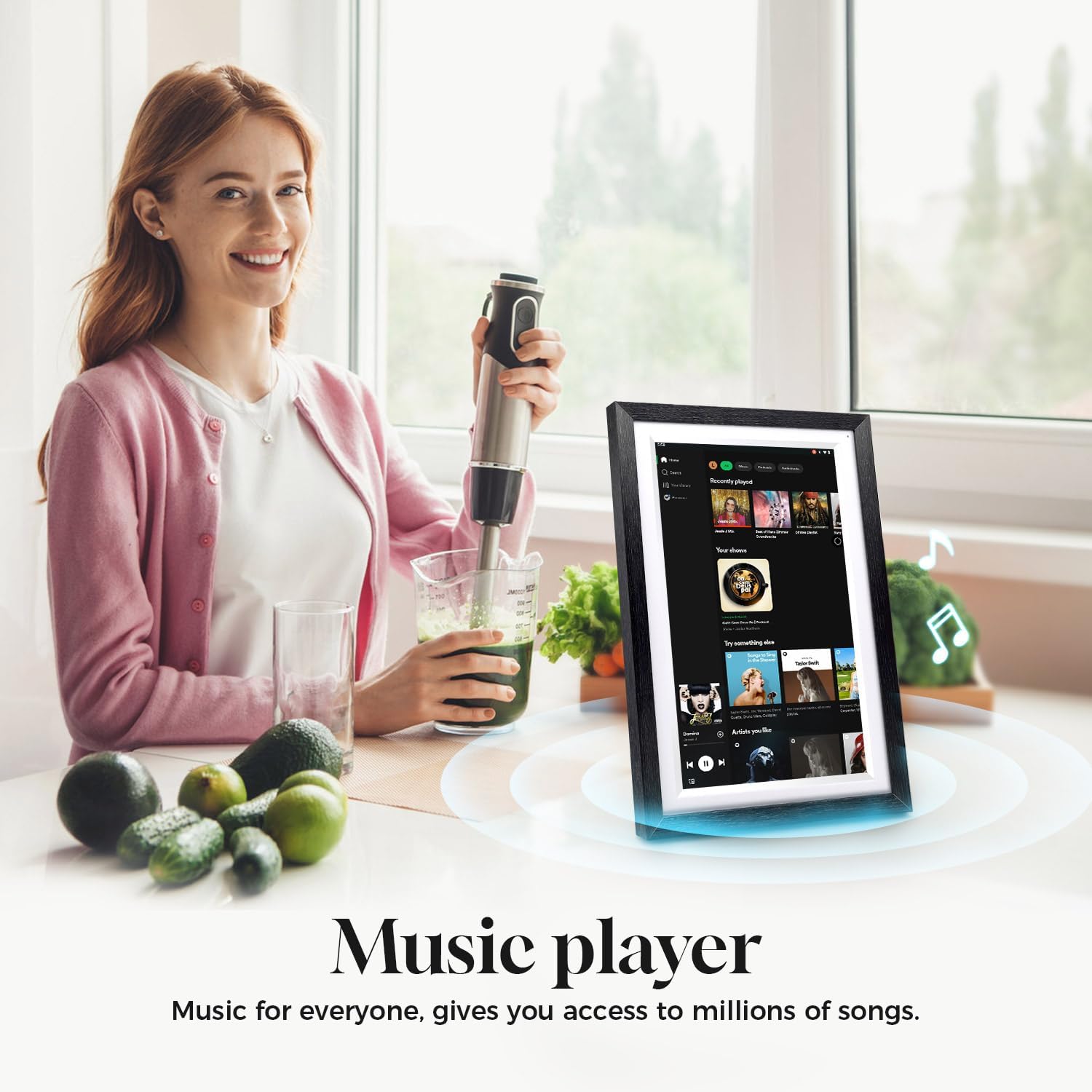 15.6' Smart Display with Google Calendar, Android Apps&Photo Frame, Walnut | No subscription+pen,Built-in battery,anti-glare FHD touchscreen,voice control,family schedules and chore management,Streaming