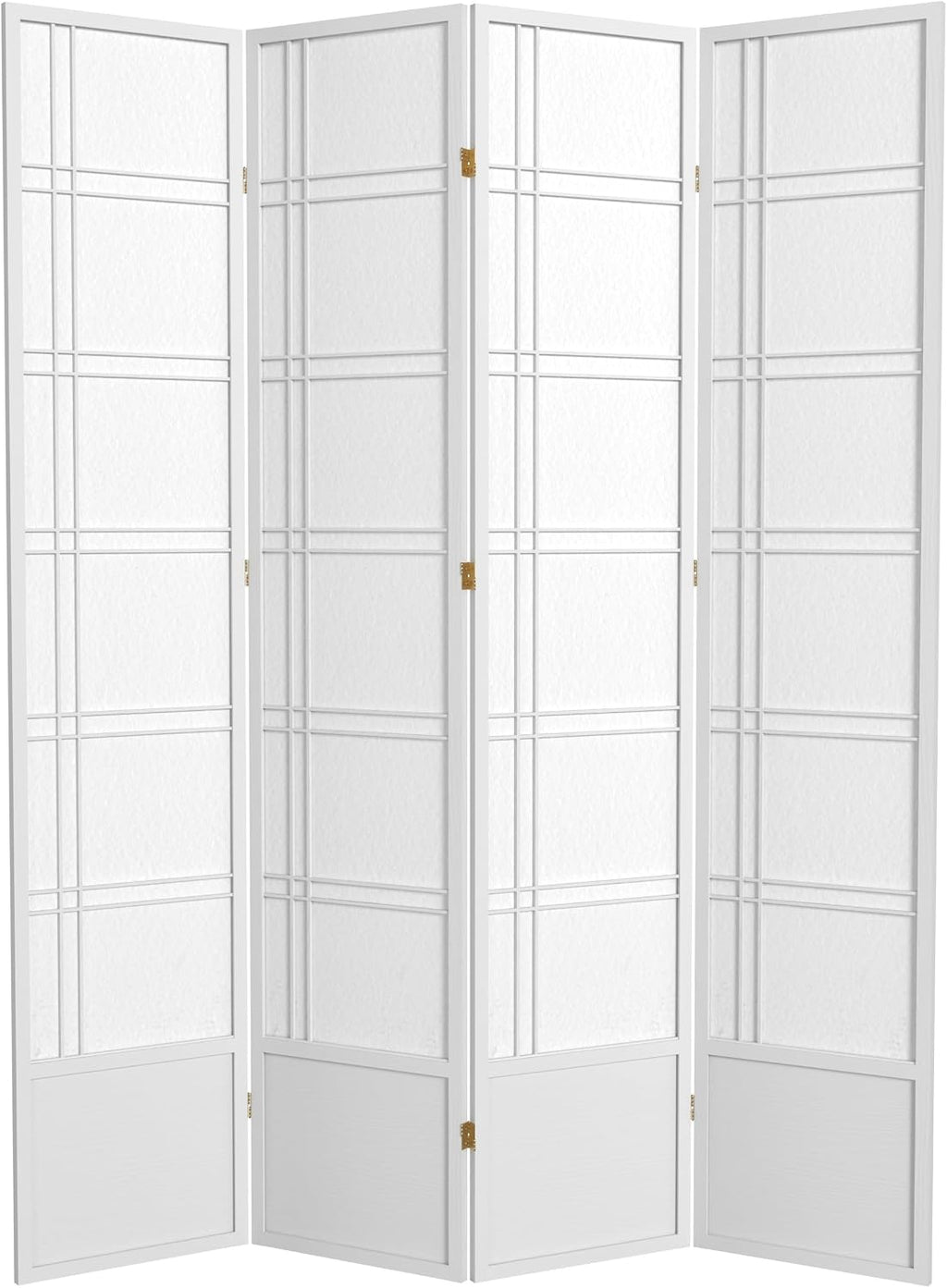 Red Lantern 7 ft. Tall Double Cross Shoji Screen - White - 4 Panels