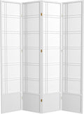 Red Lantern 7 ft. Tall Double Cross Shoji Screen - White - 4 Panels
