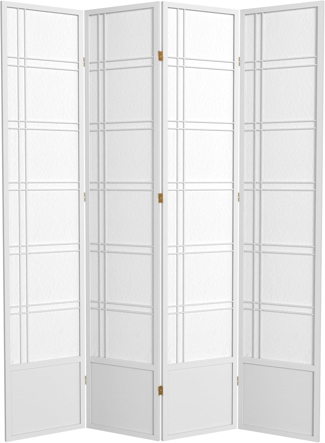 Red Lantern 7 ft. Tall Double Cross Shoji Screen - White - 4 Panels
