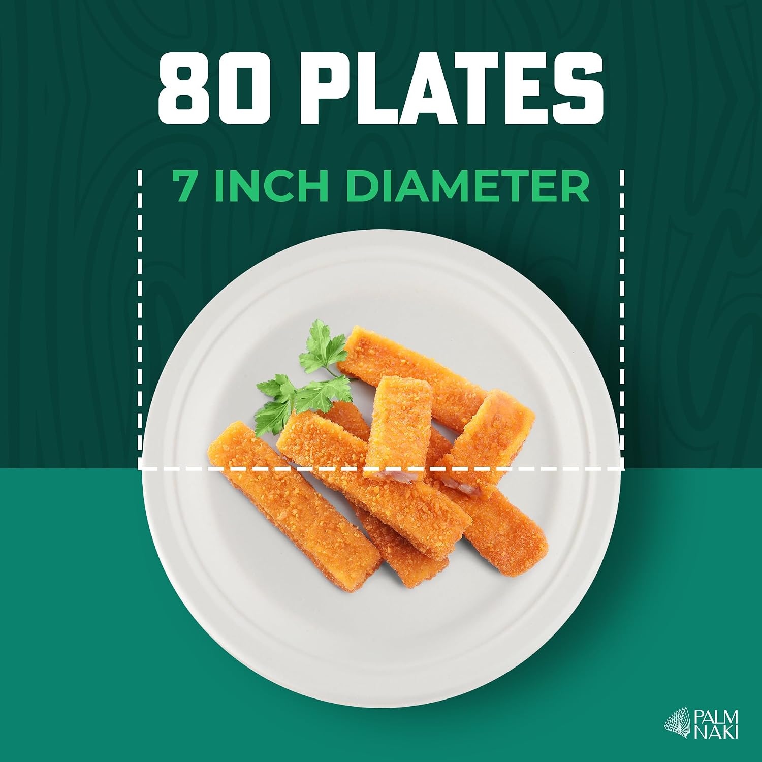 Bulk Case: 7' Heavy Duty Paper Plates | Compostable & Biodegradable | Made from Sugarcane Bagasse | Leak-Resistant & Sturdy | Microwave Safe | PFAS-Free | 7 Inch | 12 x 80-Pack (960 Pcs) | Palm Naki