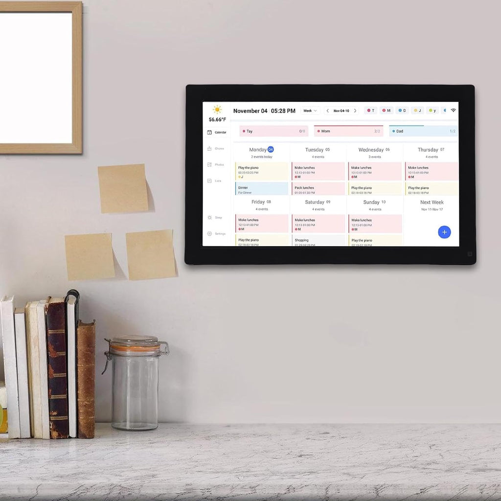 ASHATA 15.6 Inch Wall Planner Chore Chart, Electronic Digital Calendar 1080P Full HD Smart Touchscreen Interactive Display for Family Schedules (US)