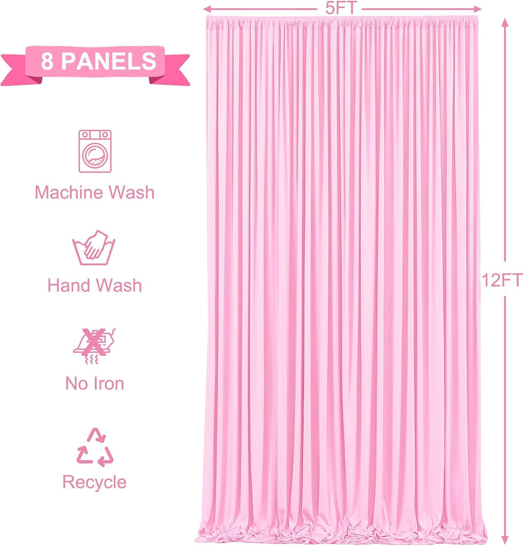 40ft x 12ft Light Pink Backdrop Curtains Wrinkle Free Backdrop Curtain for Wedding Parties Pink Fabric Backdrops Drapes Back Drop Cloth Bridal Shower Stage Curtains Wedding Decorations for Reception