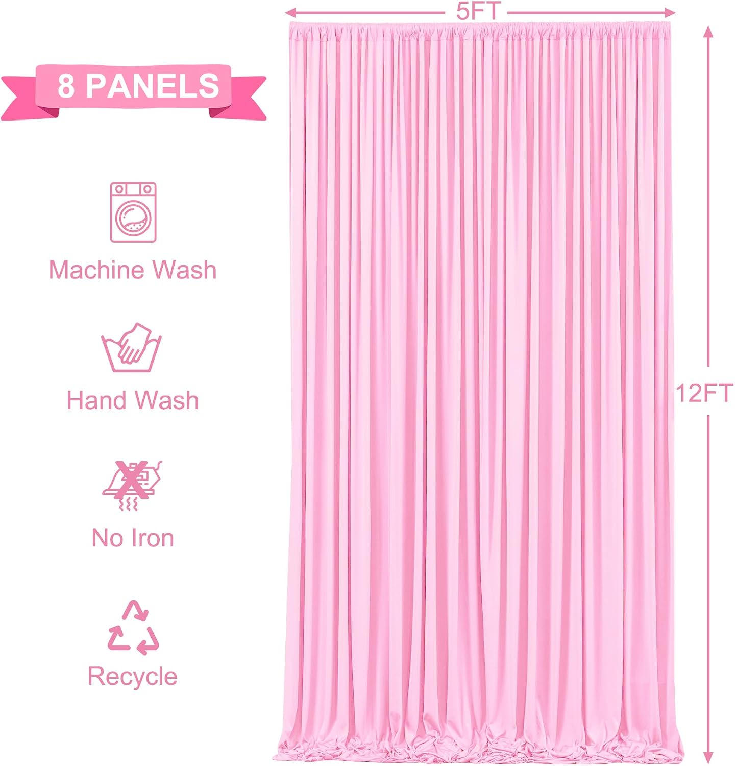 40ft x 12ft Light Pink Backdrop Curtains Wrinkle Free Backdrop Curtain for Wedding Parties Pink Fabric Backdrops Drapes Back Drop Cloth Bridal Shower Stage Curtains Wedding Decorations for Reception