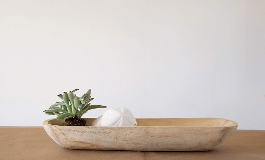 Creative Co-Op Paulownia Wood Oval Bowl | Brown | 22.75' L x 6' W x 3.25' H | (Pack of 4)
