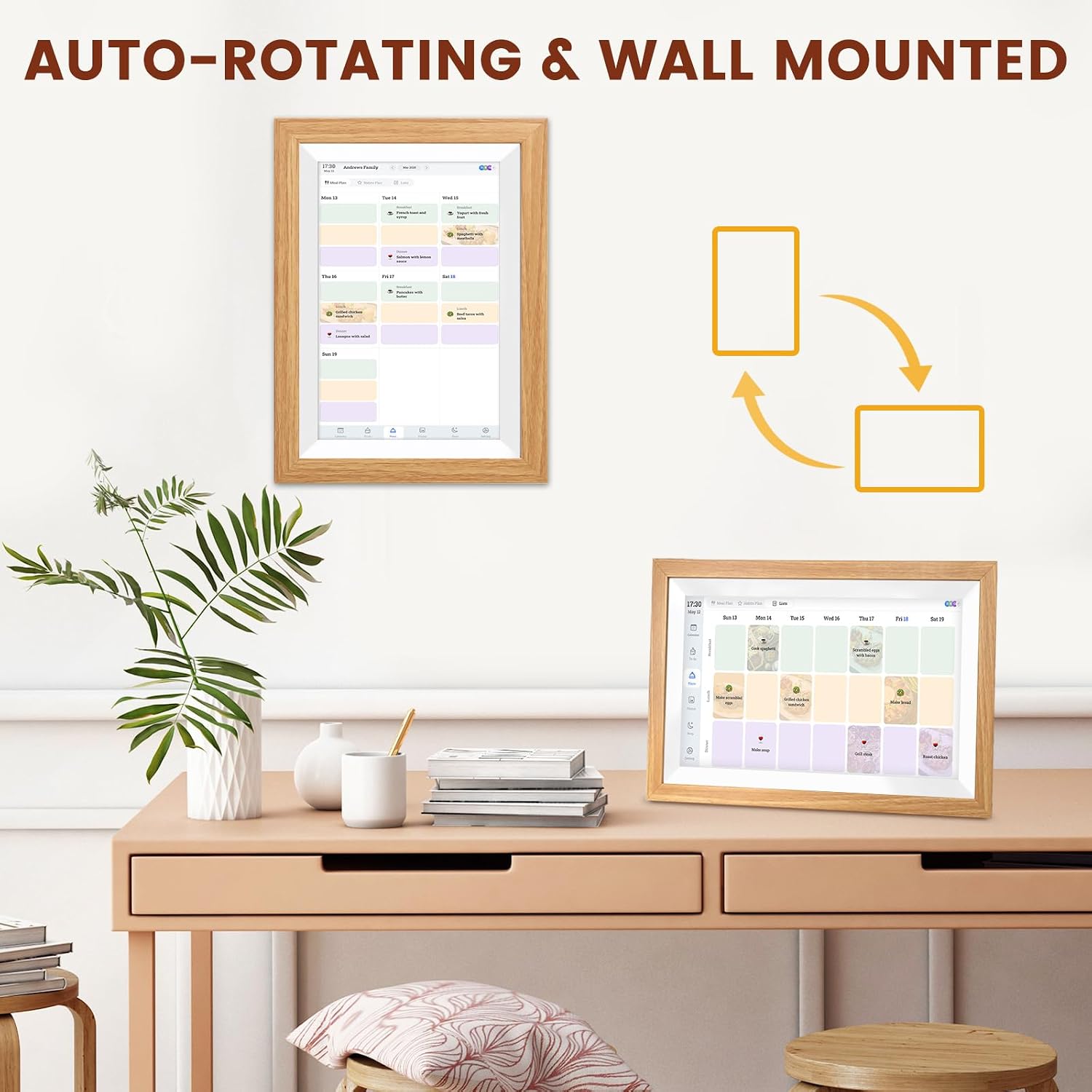 Digital Picture Frame,24' Digital Calendar Chore Chart HD Interactive Touchscreen,Smart Family Planner,Hearth Display Digital Calendar Wall & Desk Mountable for Seamless