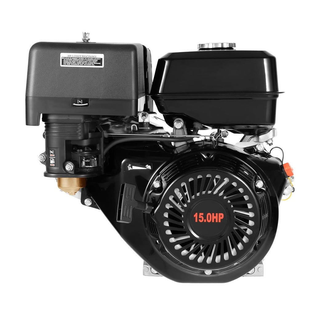 15HP Gas Engine, 4-Stroke 420CC Gas Horizontal Engine, Go Kart Motor Engine, OHV Single Cylinder Manual Recoil Start Petrol Engine for Pumping Machine Microtiller Sprinkler Weeder (15HP, 420CC,Black)