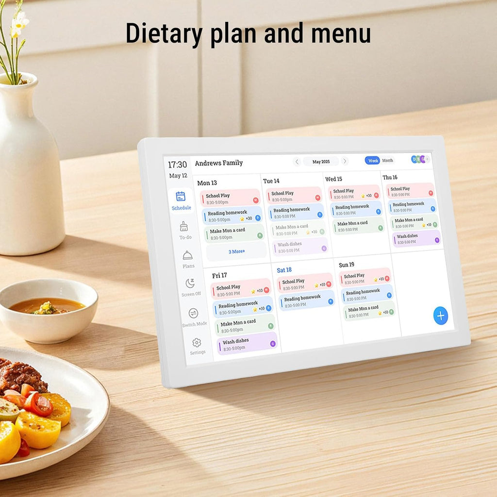 Yunseity 10.1 Inch Smart Digital Calendar, HD Touchscreen Interactive Display WiFi Wall Planner Desk Family Organizer with Chore Chart for Family and Office Schedules