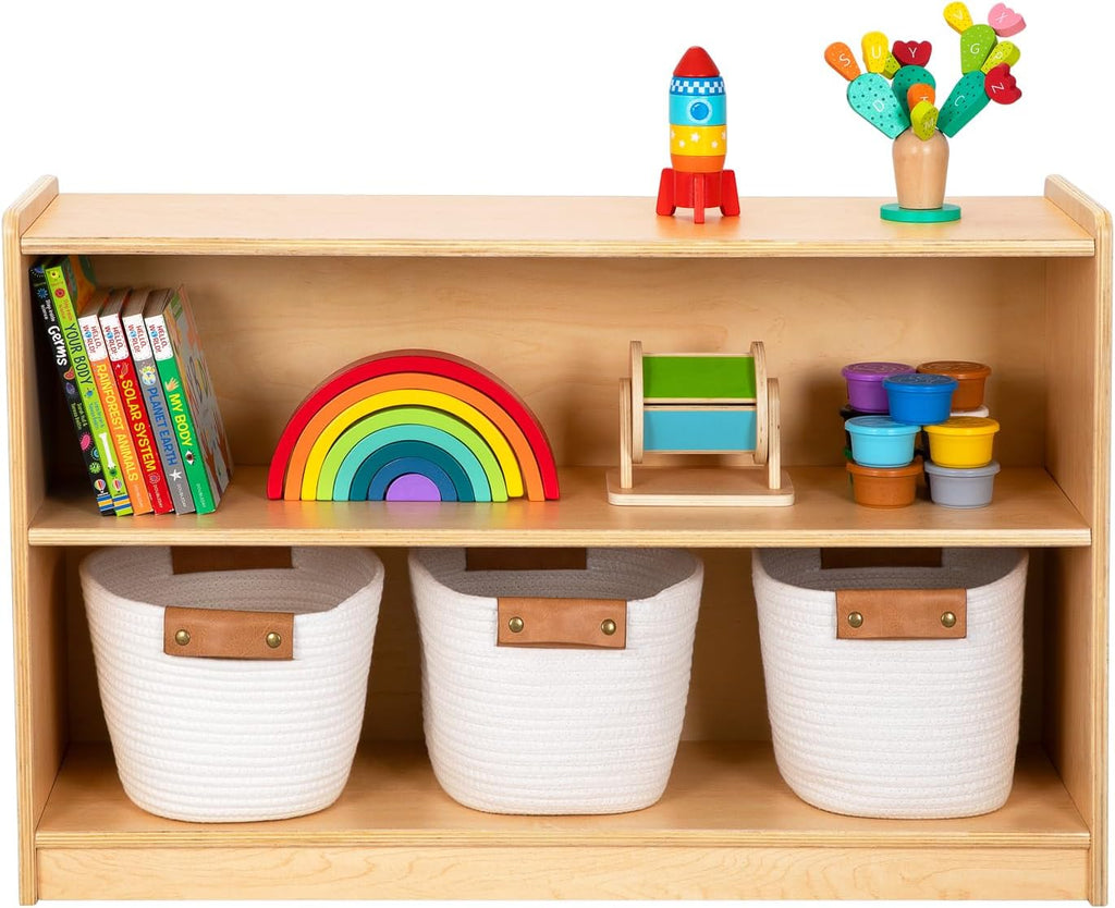 OOOK Montessori Shelf, Toy Organizers and Storage, 2-Tier Toddler Bookshelf Suitable for Classroom, Kindergarten, Kids Room, Playroom and Daycare Center
