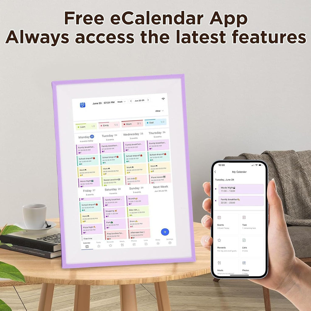 Sorandy 10.1 Inch Smart Digital Calendar, LCD WiFi Touchscreen Interactive Display Smart Family Planner with Chore Chart Meal Plan Electronic Photo Frame for Office Schedules