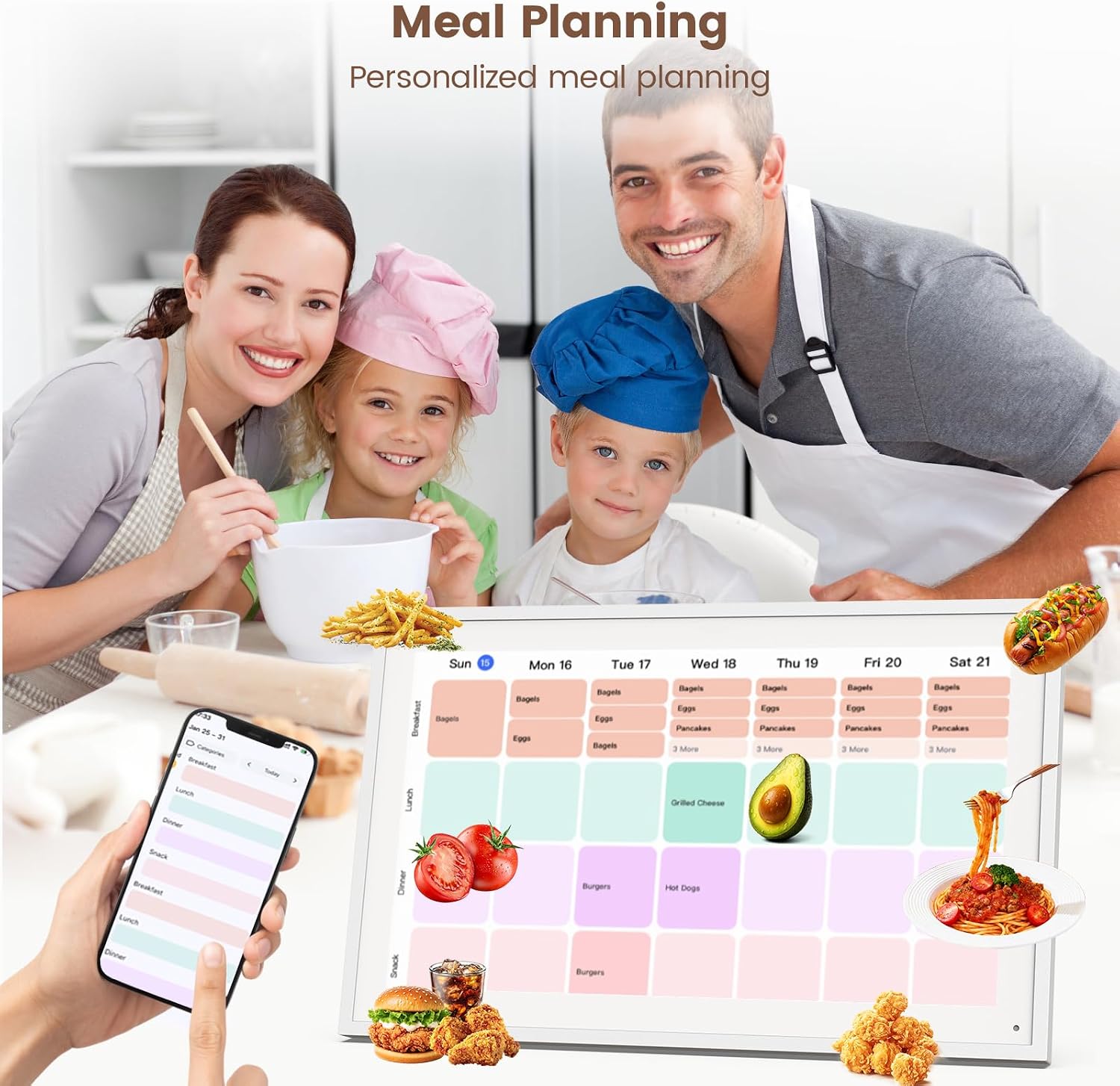 15.6' Digital Calendar, Electronic Calendar with Chore Chart & Meal Planner – Interactive Touchscreen, Smart Family Planner, Digital Picture Frame Best Gifts for Christmas, Wedding, Mom