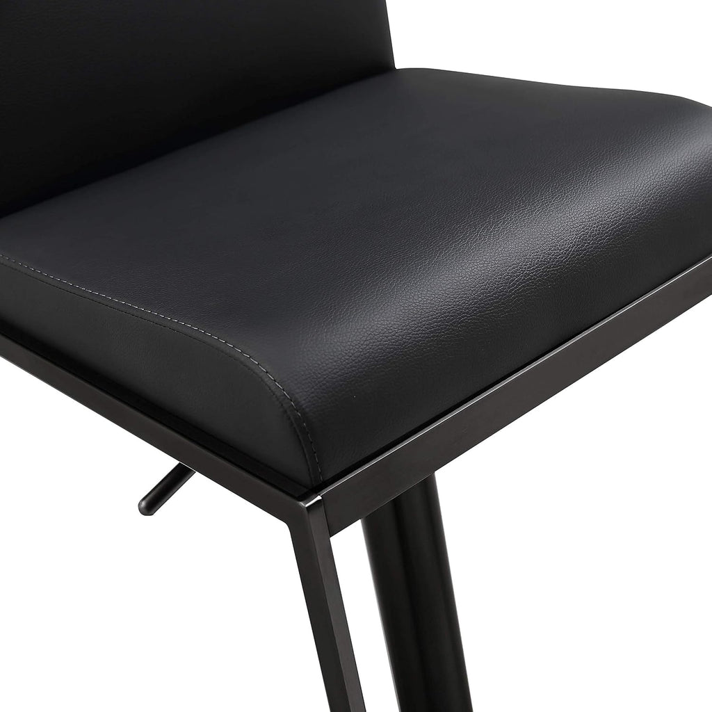 Tov Furniture Amalfi Black Performance Vegan Leather on Black Stool