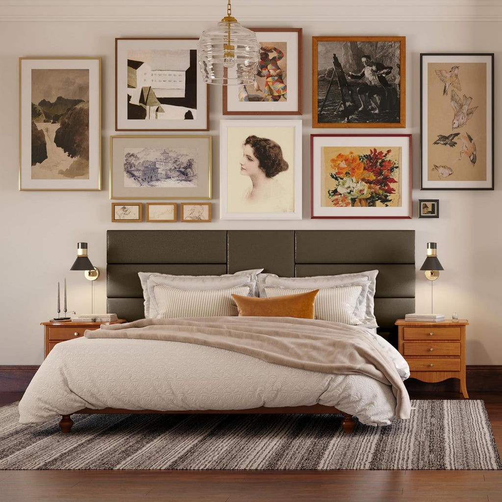 Jaxx Panelist Modern Padded Headboard – Set of 4 Wall Mounted Panels (Each 11.25' x 38') - King, Vegan Leather, Thunder Grey
