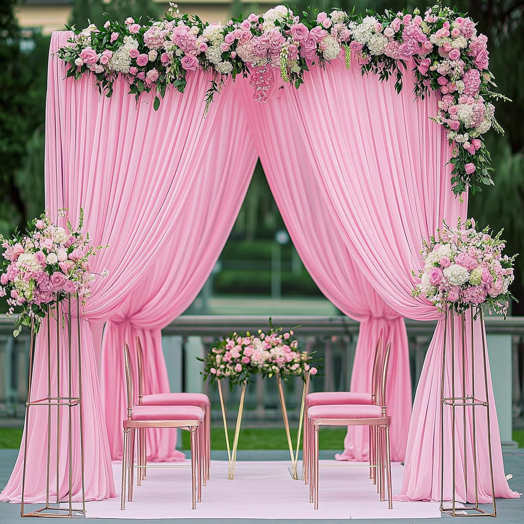 50ftx12ft Pink Backdrop Curtains for Parties, Wrinkle Free Polyester Pink Photo Backdrop Drapes 10 Panels 12 ft Long Back Drop Cloth for Wedding Birthday Photography Background Party