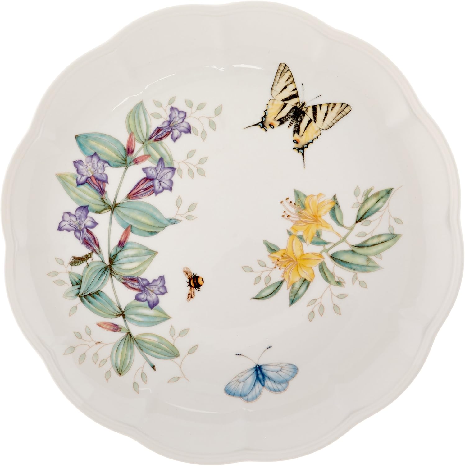 Lenox Dinnerware Set, Butterfly Meadow 18-Piece Set, Service For 6, White Porcelain, Butterfly And Flower Designs, Plates And Bowls Sets, Dishwasher Safe, Home & Kitchen (Assorted, 18 Pieces)
