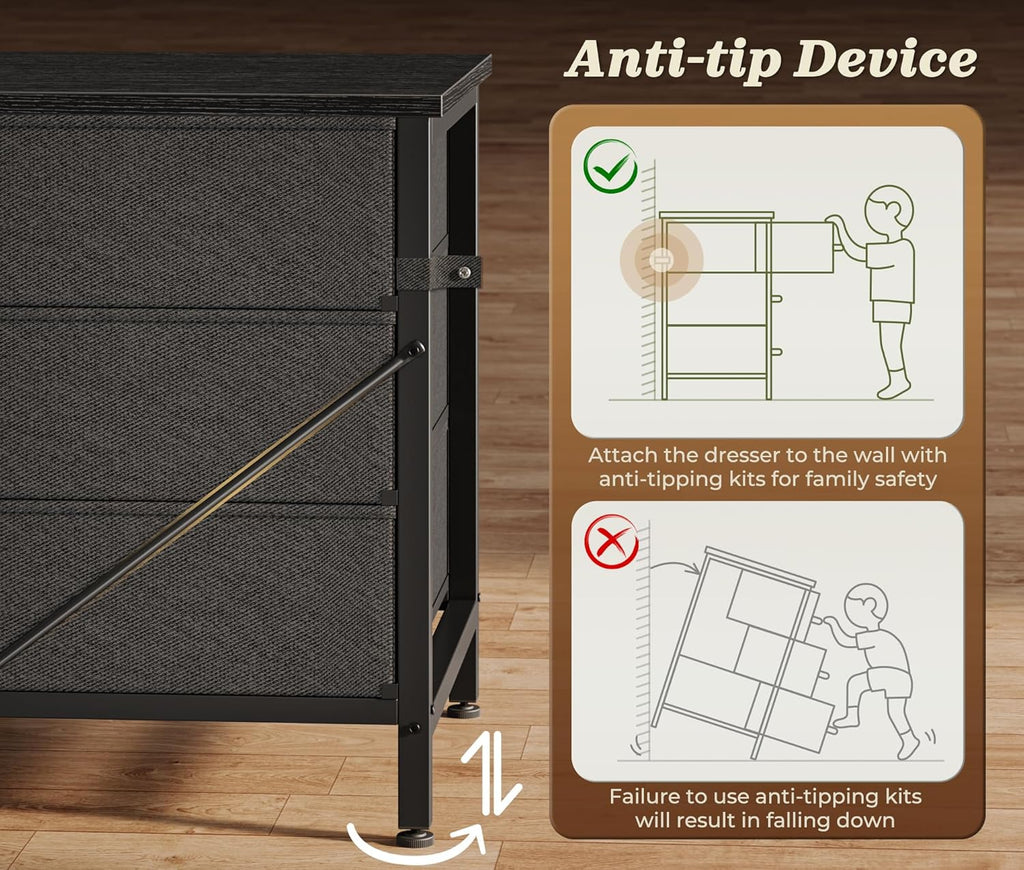 Huuger 78.7 inch Long Dresser for Bedroom, 15 Drawer Fabric Dresser for Closet, Large TV Stand for 65, 75, 85 inch TV, Wide Chest of Drawer with Storage, 78.7' W x 12.9' D x 26.7' H, Black