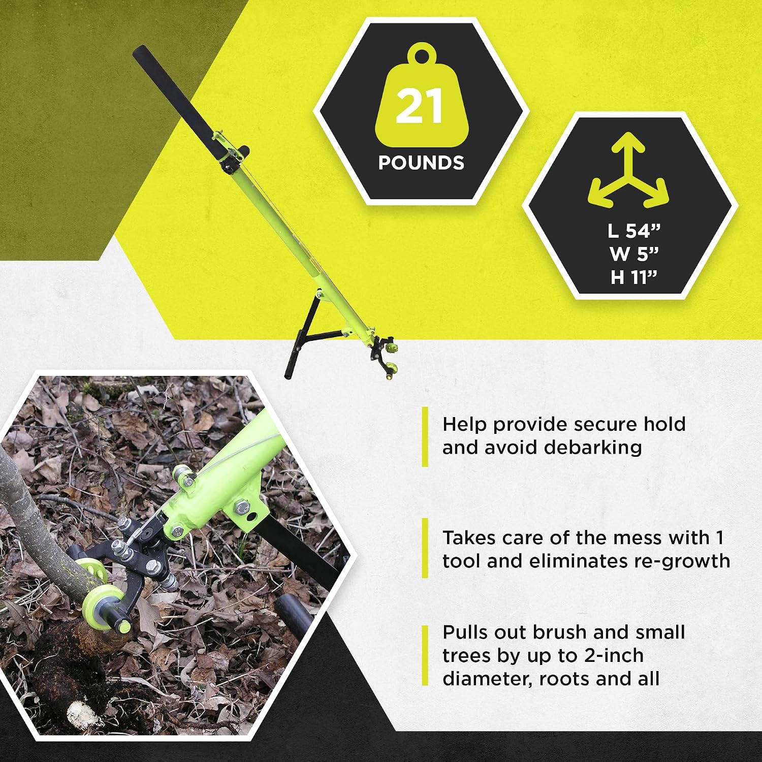 Brush Grubber Single Person Ironclad Manual Handled Brush Grubber with 8 No Slip Grip Teeth and Spring Loaded Jaws Brush Up to 2 Inch Diameter